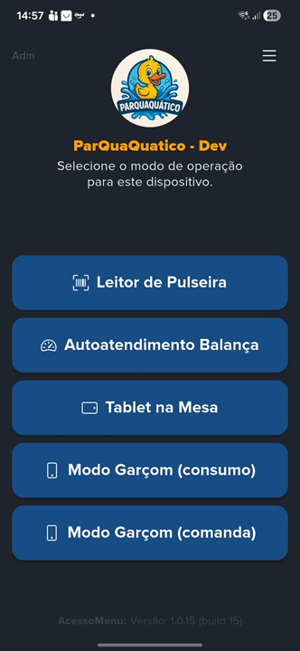 Tela inicial do app